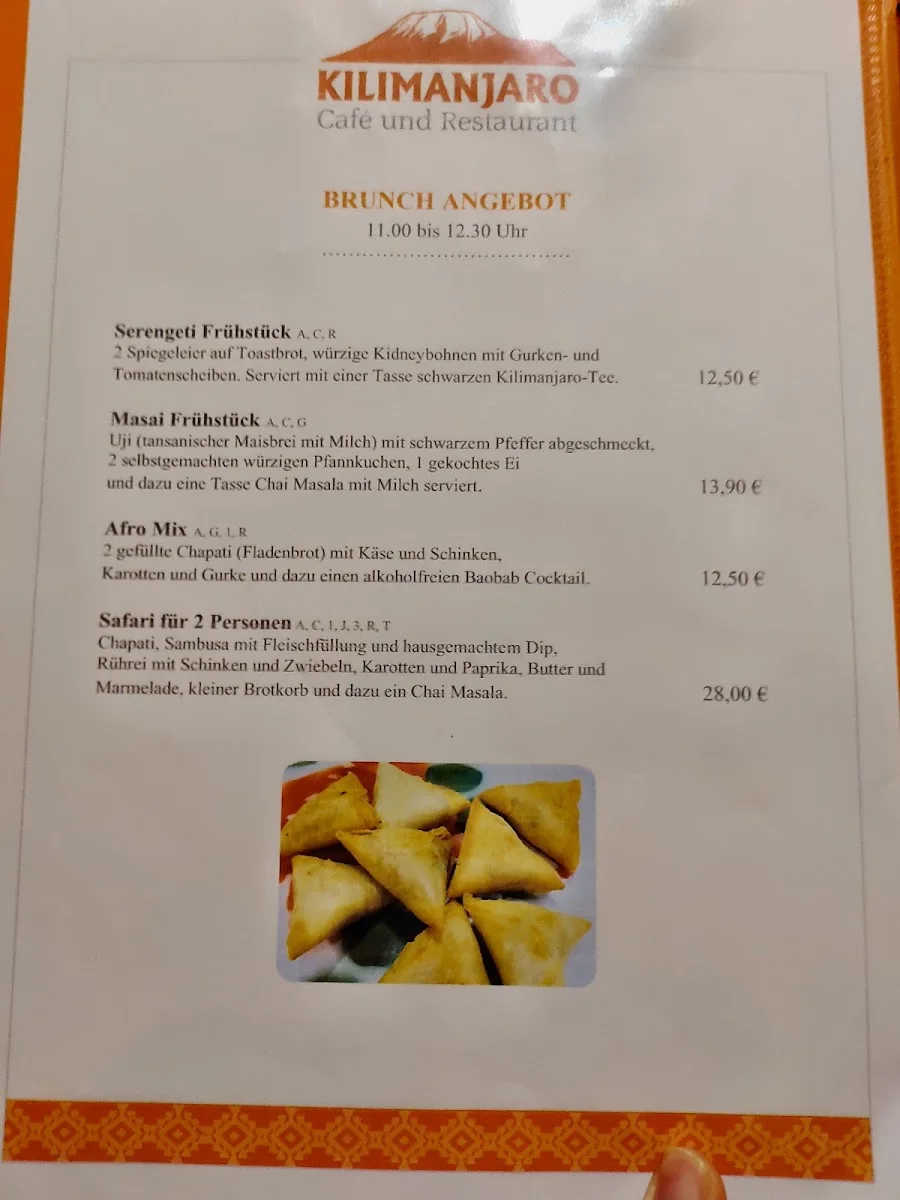 Kilimanjaro Café & Restaurant – Speisekarte in Taufkirchen, Bayern