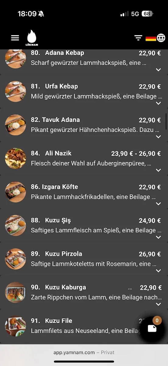 LOKMAM KÖZ – Speisekarte in Hamburg