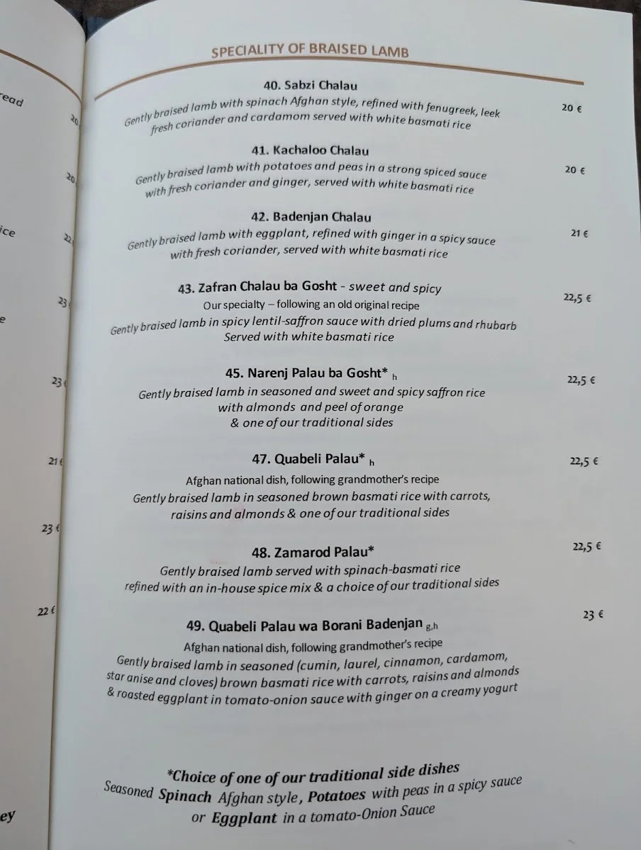Chopan - am Gasteig, afghanisches Restaurant – Speisekarte in München, Bayern