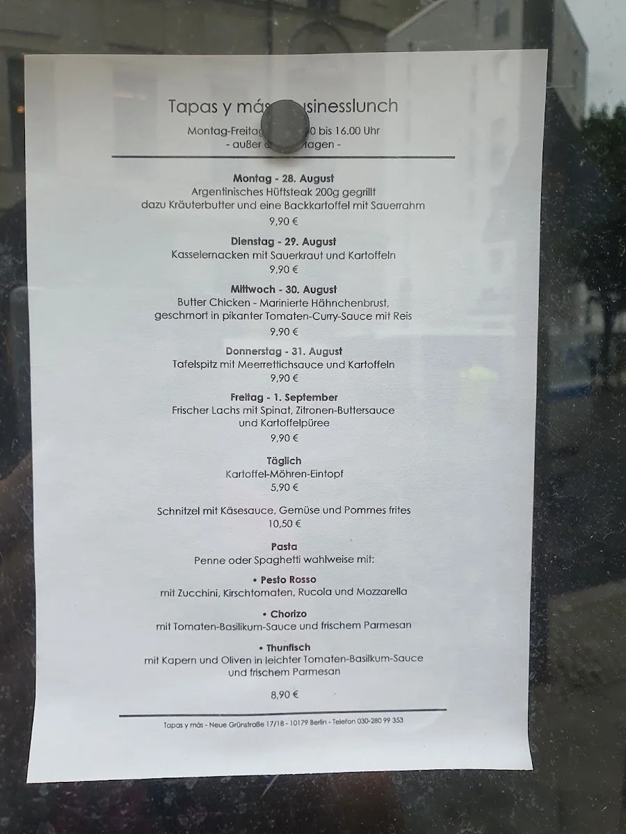 Tapas y más – Speisekarte in Berlin