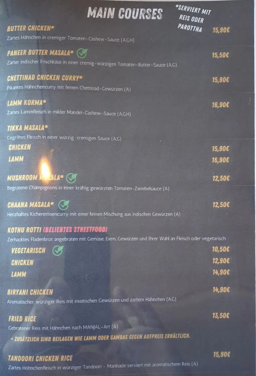 Manjal – Speisekarte in Mönchengladbach, Nordrhein-Westfalen
