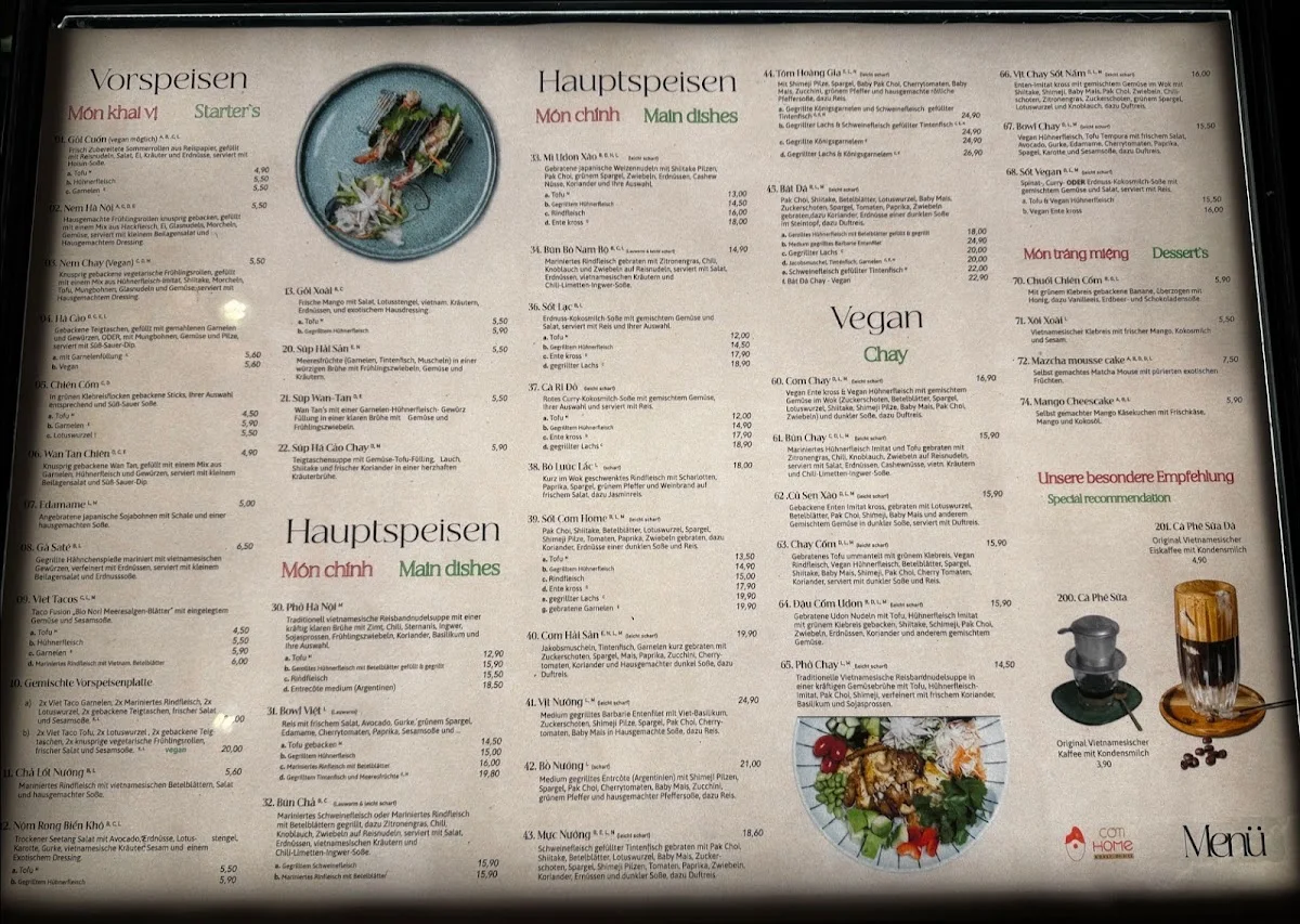 Comhome Restaurant – Speisekarte in Berlin