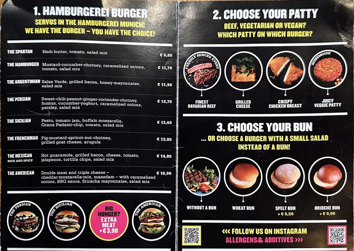 Hamburgerei EINS (Maxvorstadt) – Speisekarte in München, Bayern