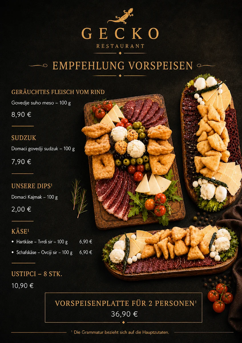 Gecko Restaurant und Eventlocation SpVgg Cannstatt – Speisekarte in Stuttgart, Baden-Württemberg