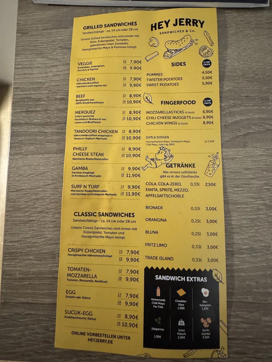 Hey Jerry - Sandwiches & Co. – Speisekarte in Frankfurt am Main, Hessen