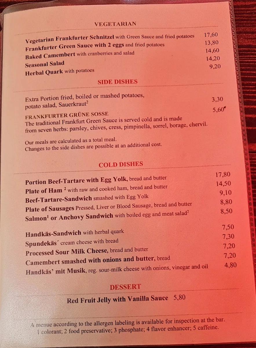 Zum Gemalten Haus – Speisekarte in Frankfurt am Main, Hessen