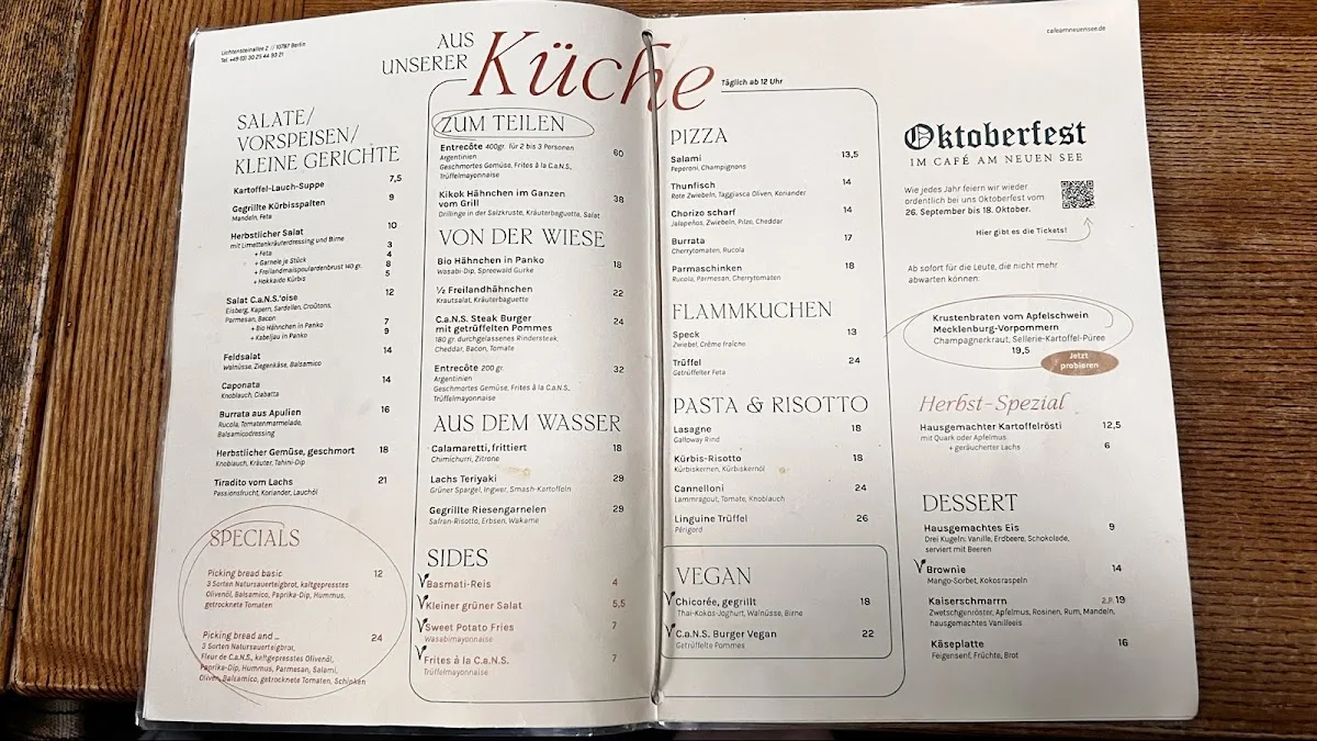 Café am Neuen See – Speisekarte in Berlin