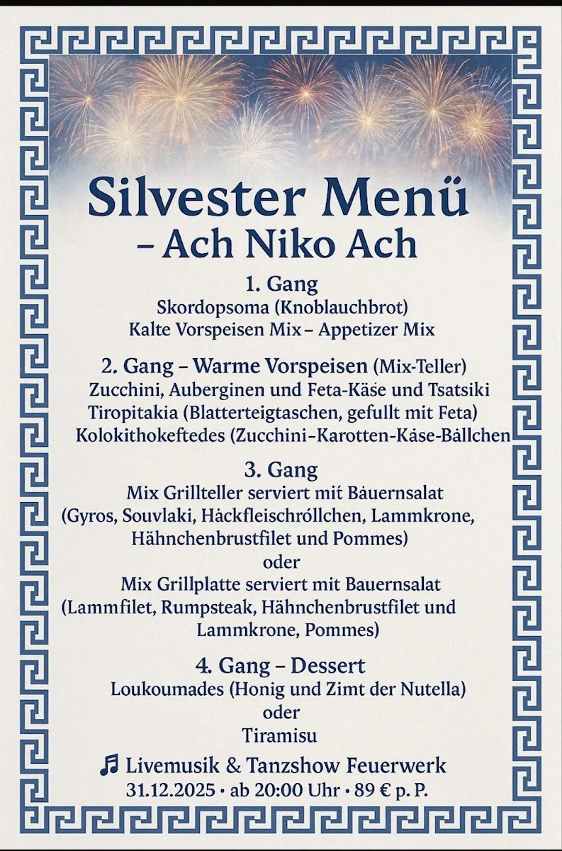 Ach Niko Ach – Speisekarte in Berlin
