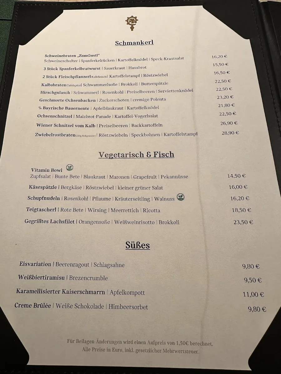 Stiftungsgasthaus Zum Gustl – Speisekarte in München, Bayern