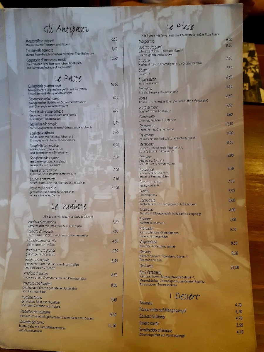 Trattoria del Corso – Speisekarte in Berlin