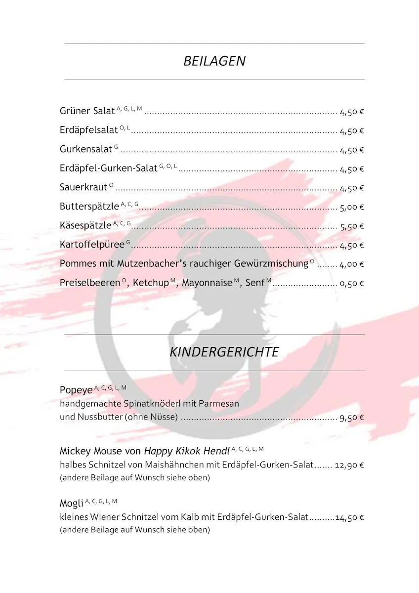 Mutzenbacher – Speisekarte in Berlin