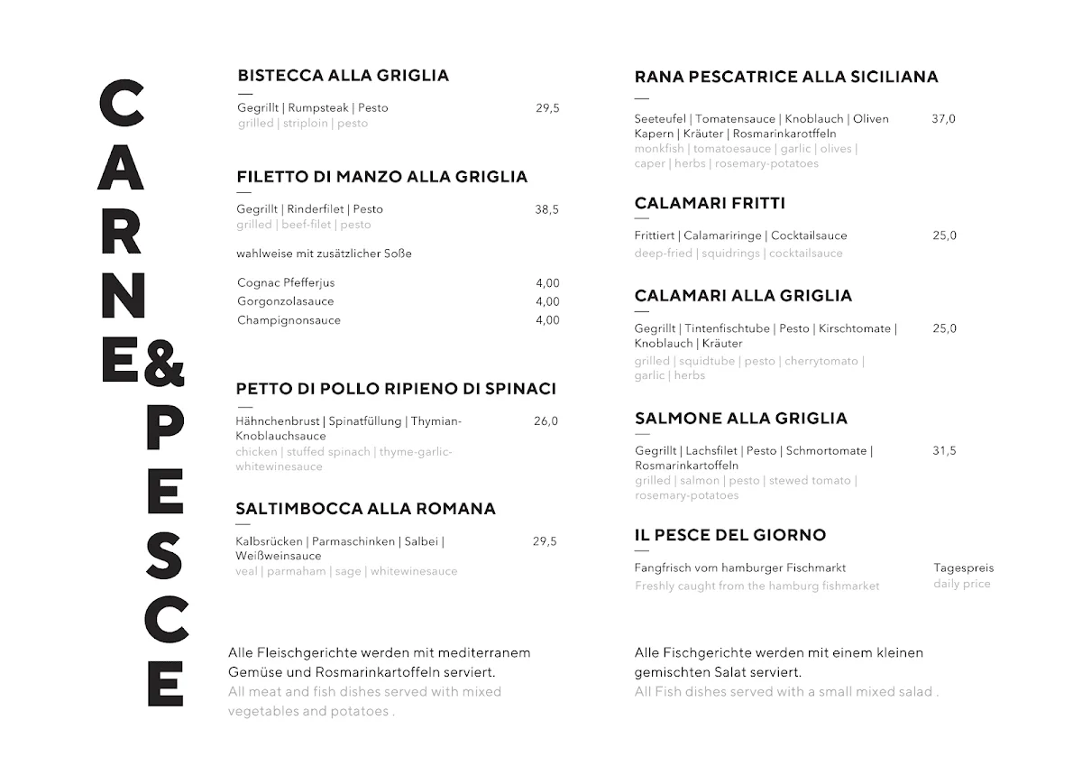 Ristorante Pizzeria Al Lido in Hamburg - Hafencity – Speisekarte in Hamburg