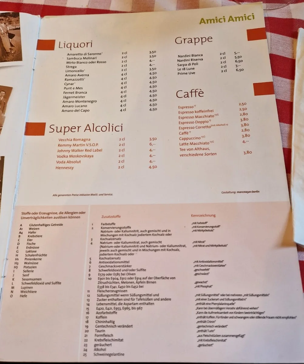 Amici Amici – Speisekarte in Berlin