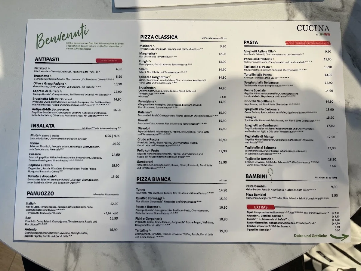 Cucina by Ciao Bella Hamburg Hafencity Westfield – Speisekarte in Hamburg