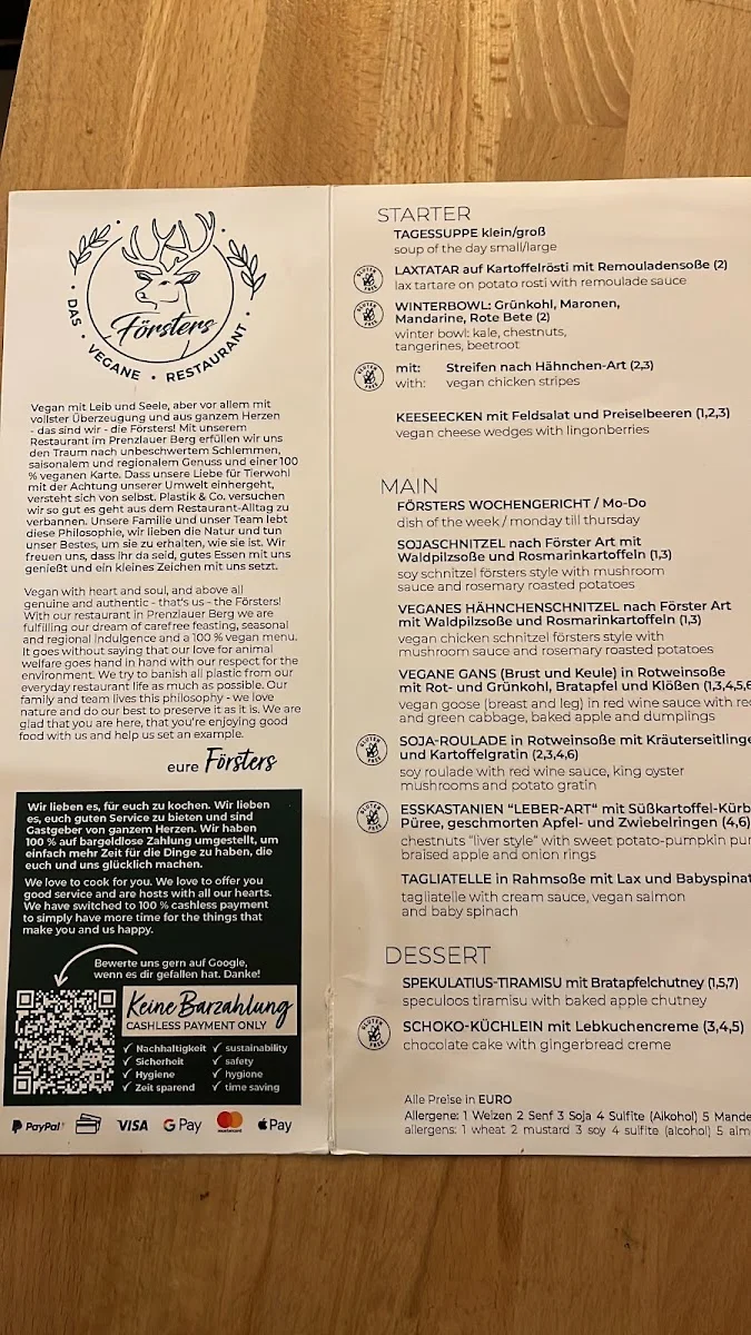 Försters - Das Vegane Restaurant – Speisekarte in Berlin