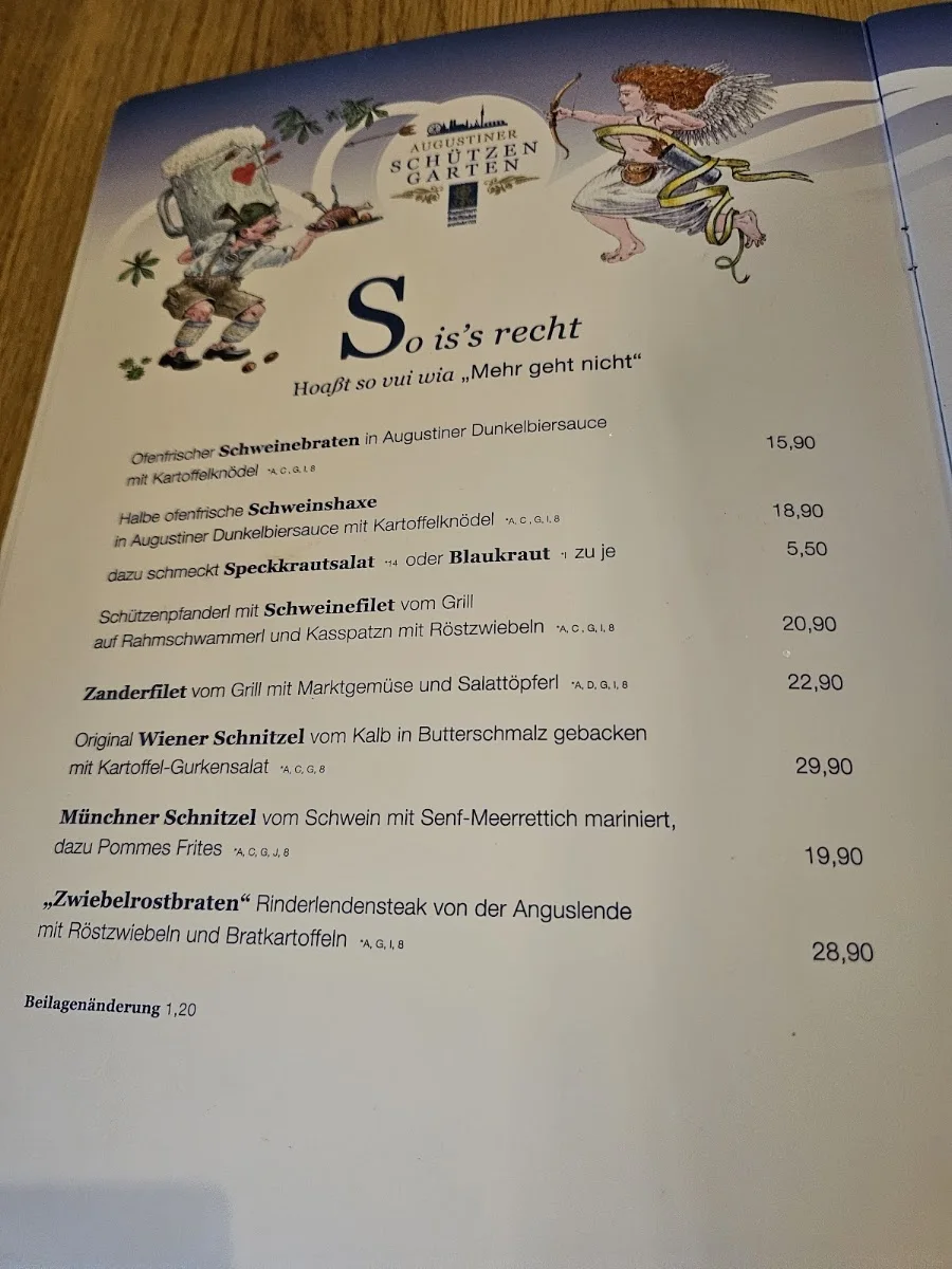 Augustiner Schützengarten – Speisekarte in München, Bayern