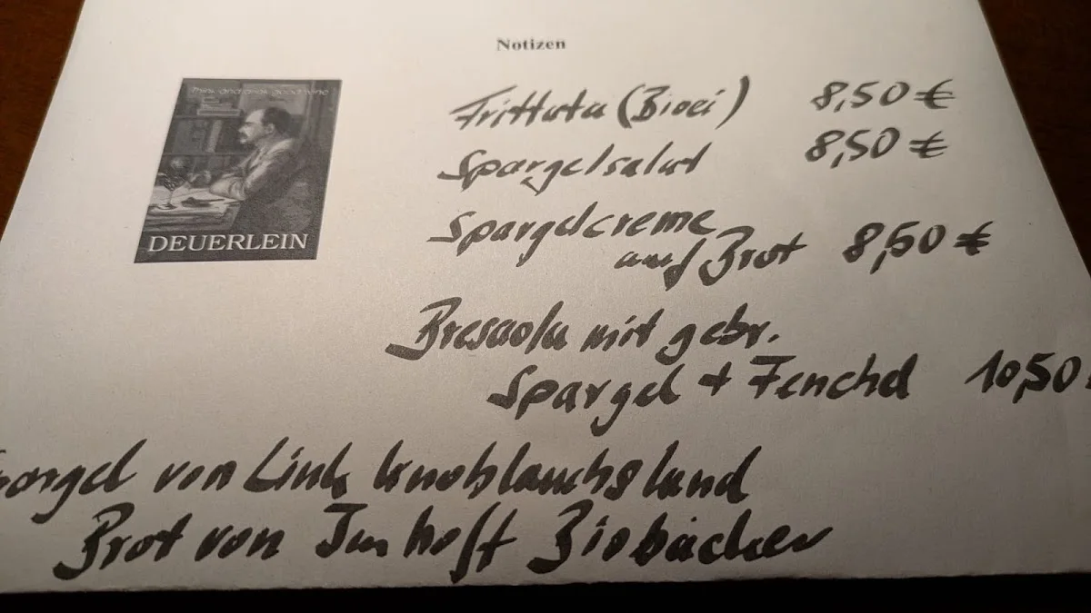 Deuerlein Wein Buch Caffè – Speisekarte in Nürnberg, Bayern