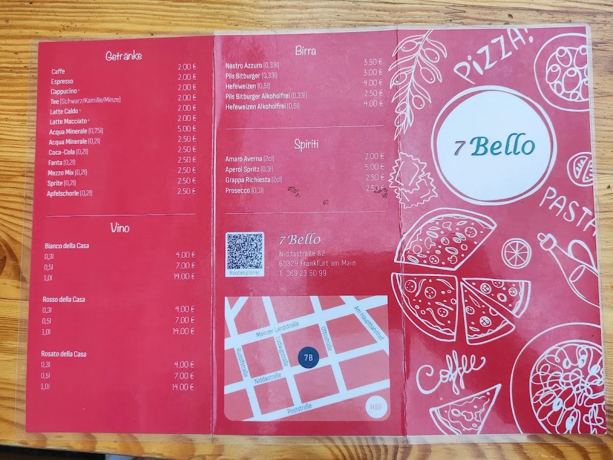 Pizzeria 7 Bello – Speisekarte in Frankfurt am Main, Hessen