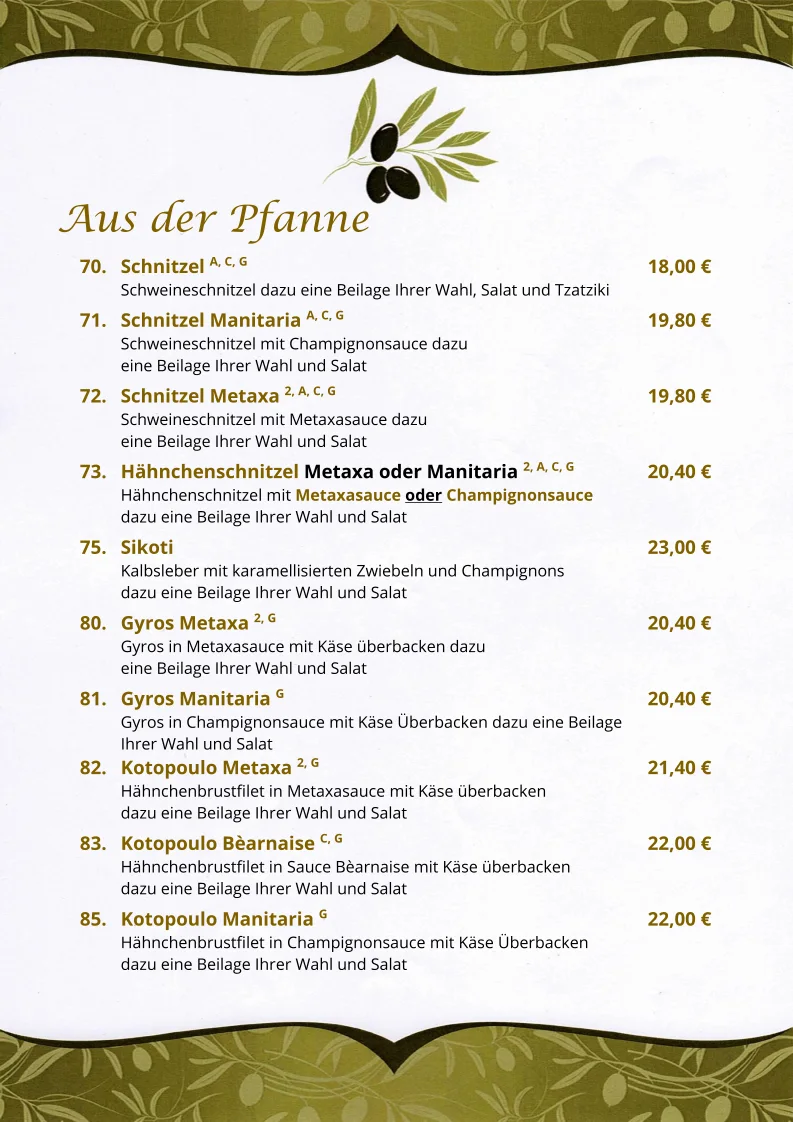 Taverna LINDOS Griechisches Restaurant in Hoppegarten Hönow – Speisekarte in Hönow, Brandenburg