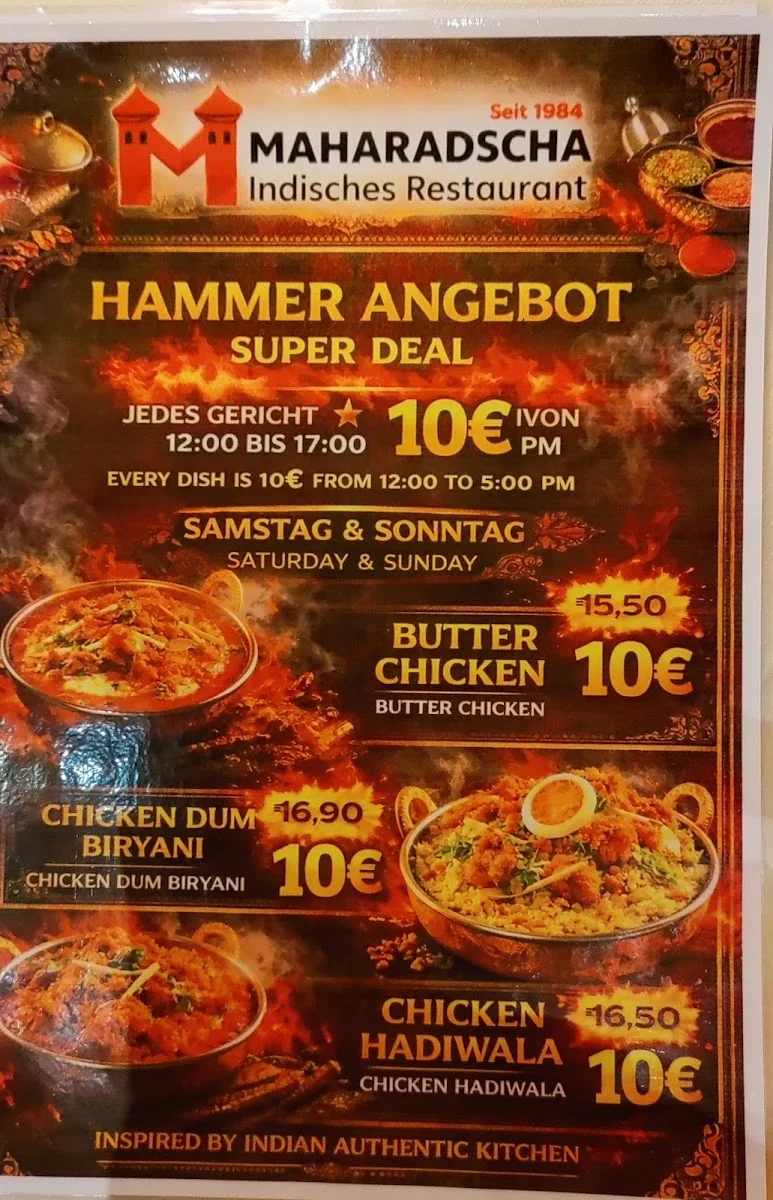 Maharadscha – Speisekarte in Berlin
