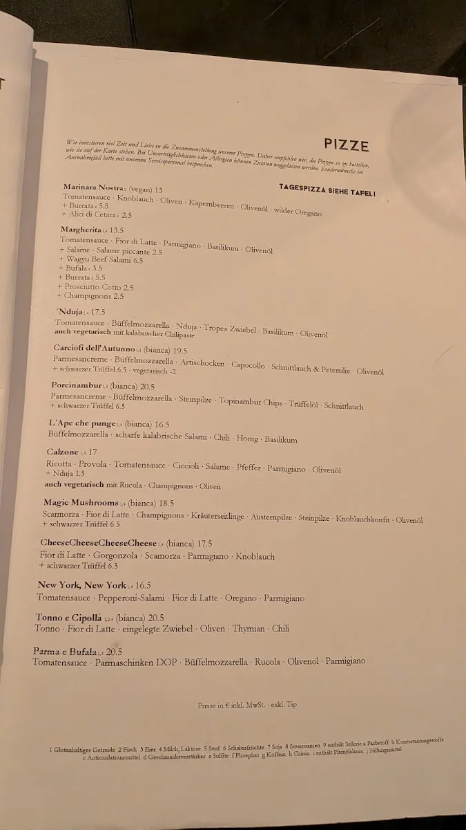 Standard Serious Pizza – Speisekarte in Berlin