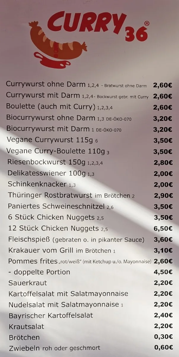 Curry 36 – Speisekarte in Berlin