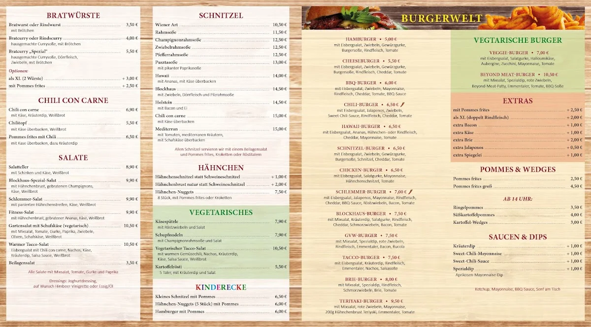 Schlemmer-Bistro im Blockhaus – Speisekarte in Bad Nauheim, Hessen