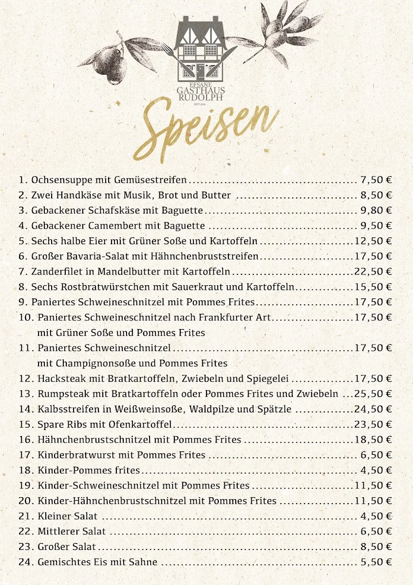 Efsane Gasthaus Rudolph – Speisekarte in Liederbach am Taunus, Hessen