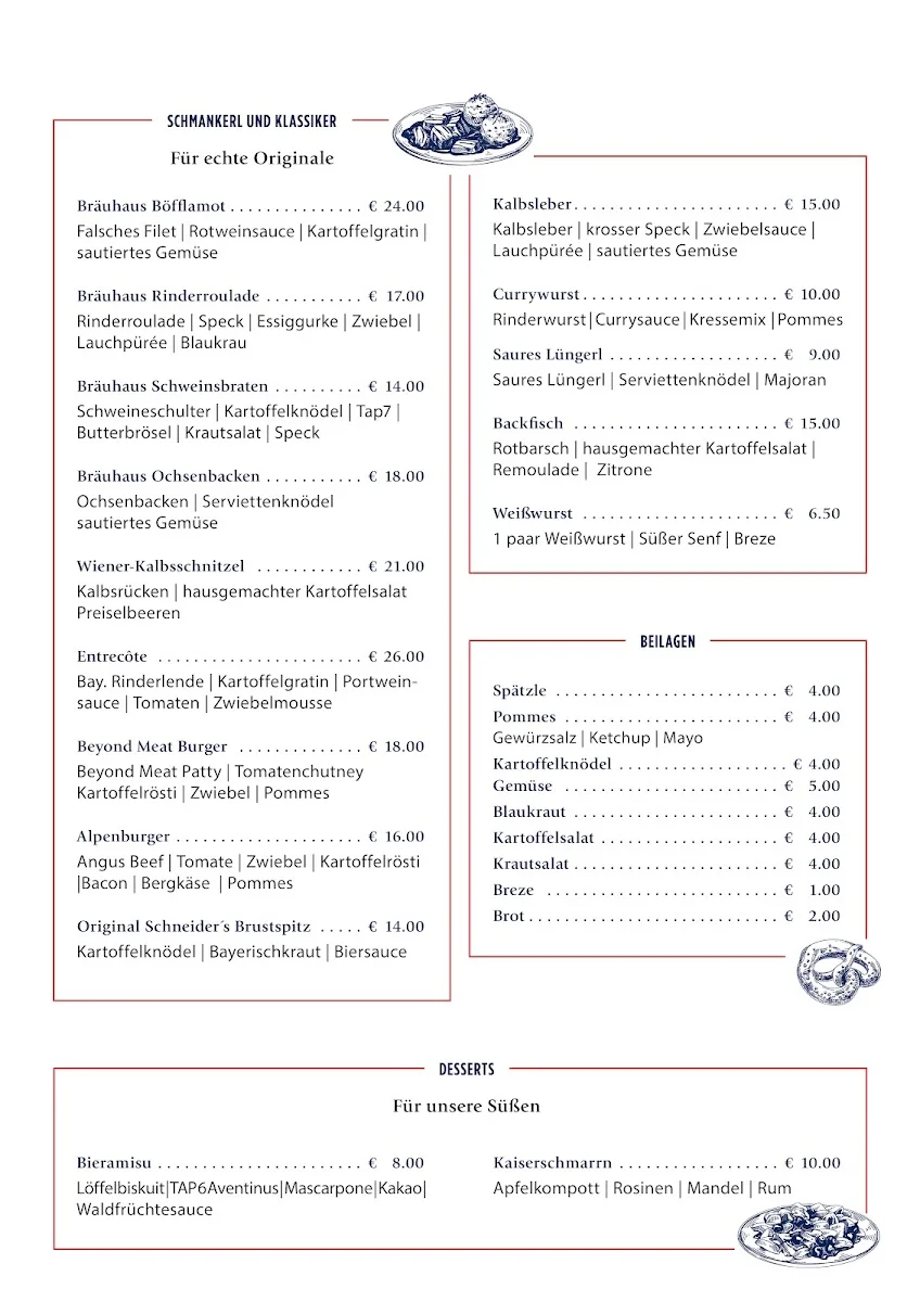 Schneider Bräuhaus Berg am Laim – Speisekarte in München, Bayern