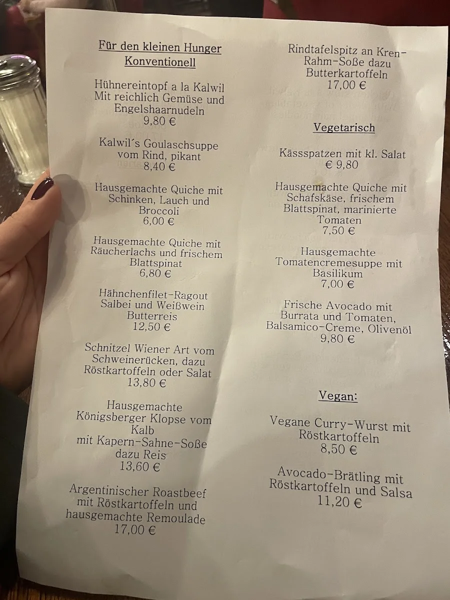 Café Kalwil Berlin – Speisekarte in Berlin