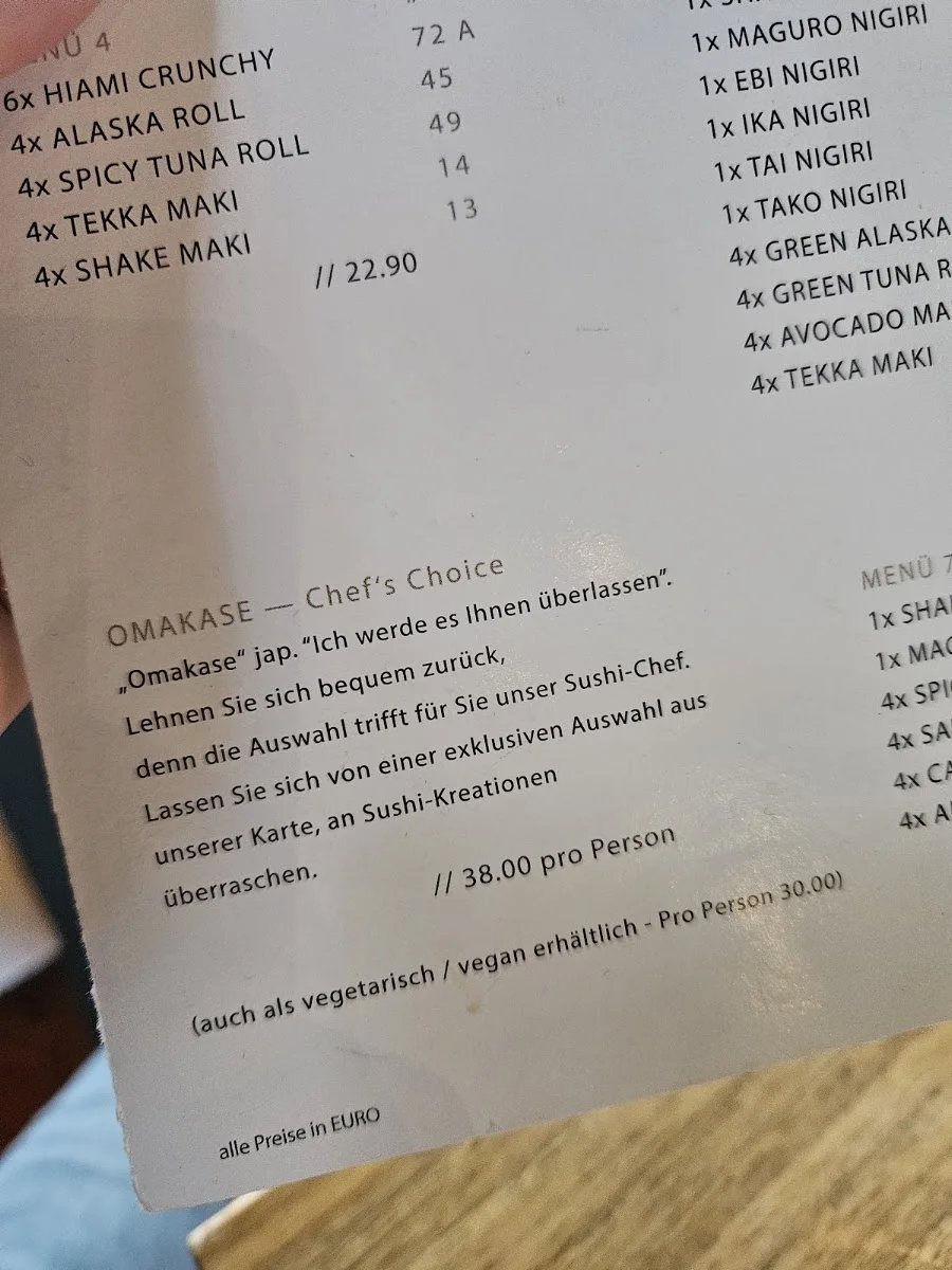 HIAMI Sushi Bar – Speisekarte in Stuttgart, Baden-Württemberg