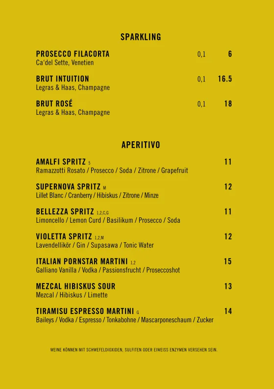SUPERNOVA Bar & Trattoria – Speisekarte in München, Bayern