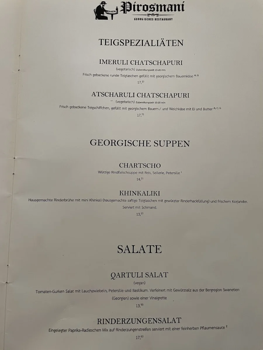 Pirosmani – Speisekarte in Frankfurt am Main, Hessen