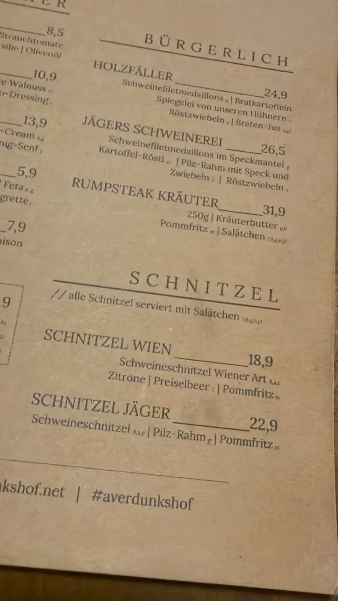 Averdunkshof – Speisekarte in Neukirchen-Vluyn, Nordrhein-Westfalen