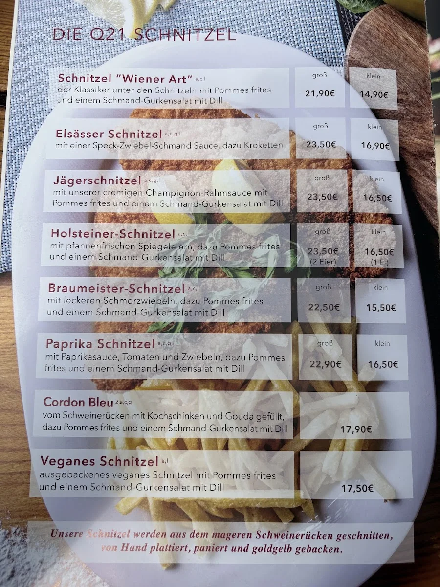 Q21 Gasthaus – Speisekarte in Hamburg