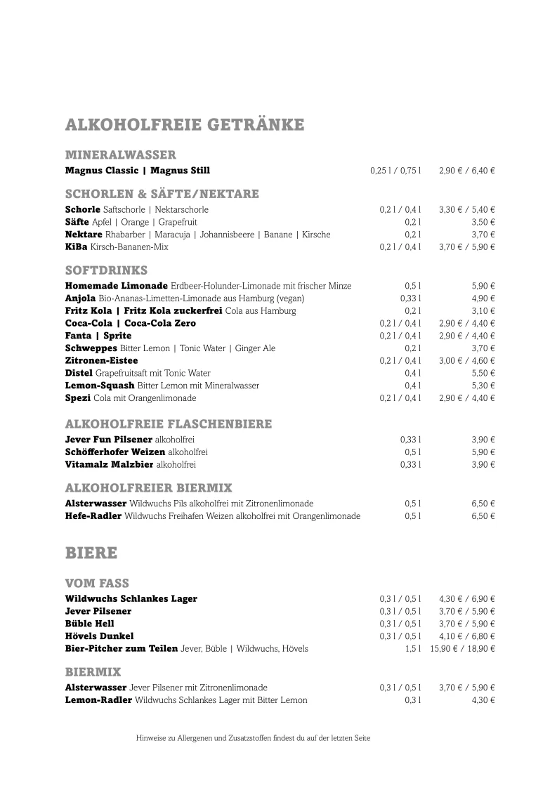 Laufauf – Speisekarte in Hamburg