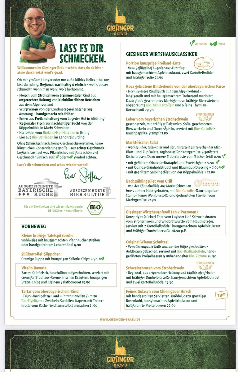 Giesinger Bräu - Wirtshaus & Schänke – Speisekarte in München, Bayern