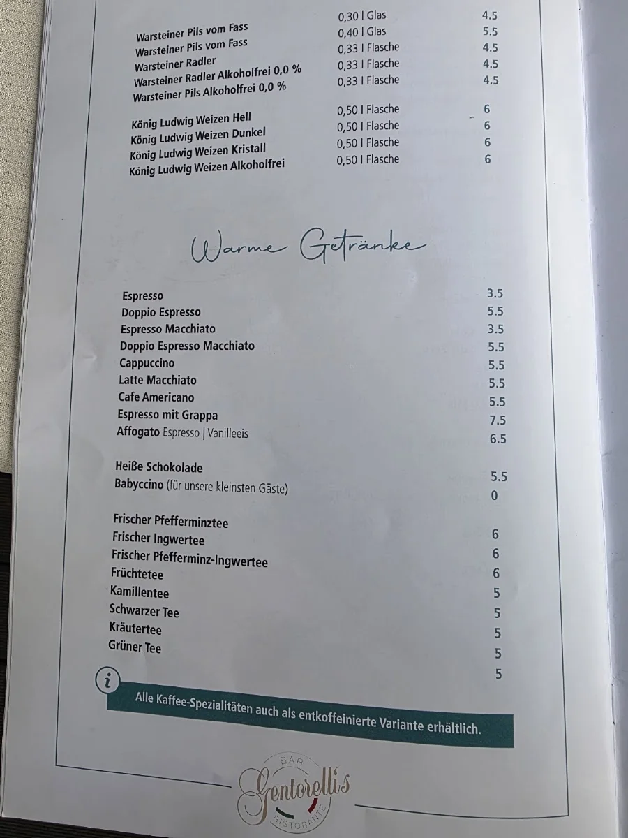 Ristorante Gentorellis – Speisekarte in Frankfurt am Main, Hessen