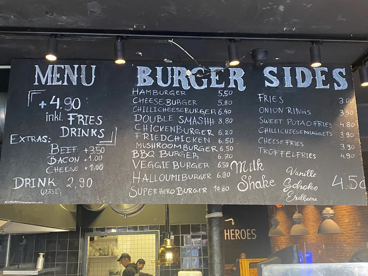 Burger Heroes Reeperbahn – Speisekarte in Hamburg