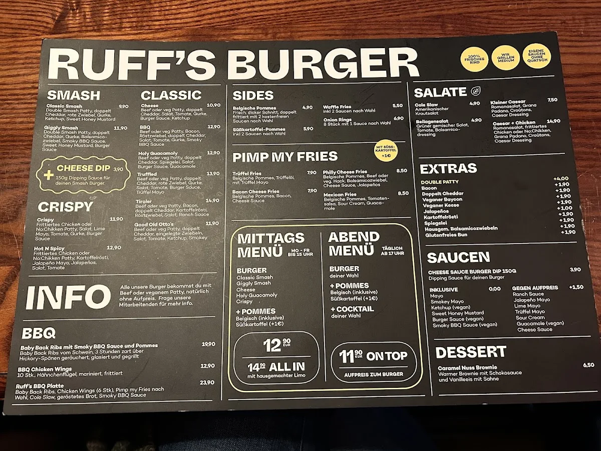 Ruff’s Burger – Speisekarte in Hamburg