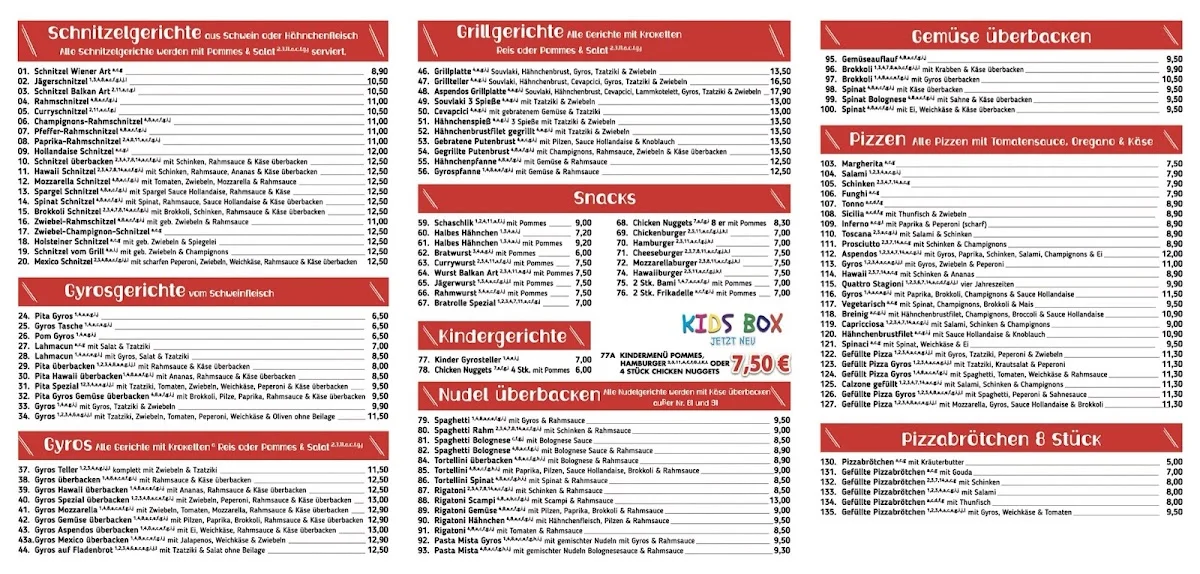 Aspendos Grill & Pizzeria – Speisekarte in Stolberg (Rheinland), Nordrhein-Westfalen