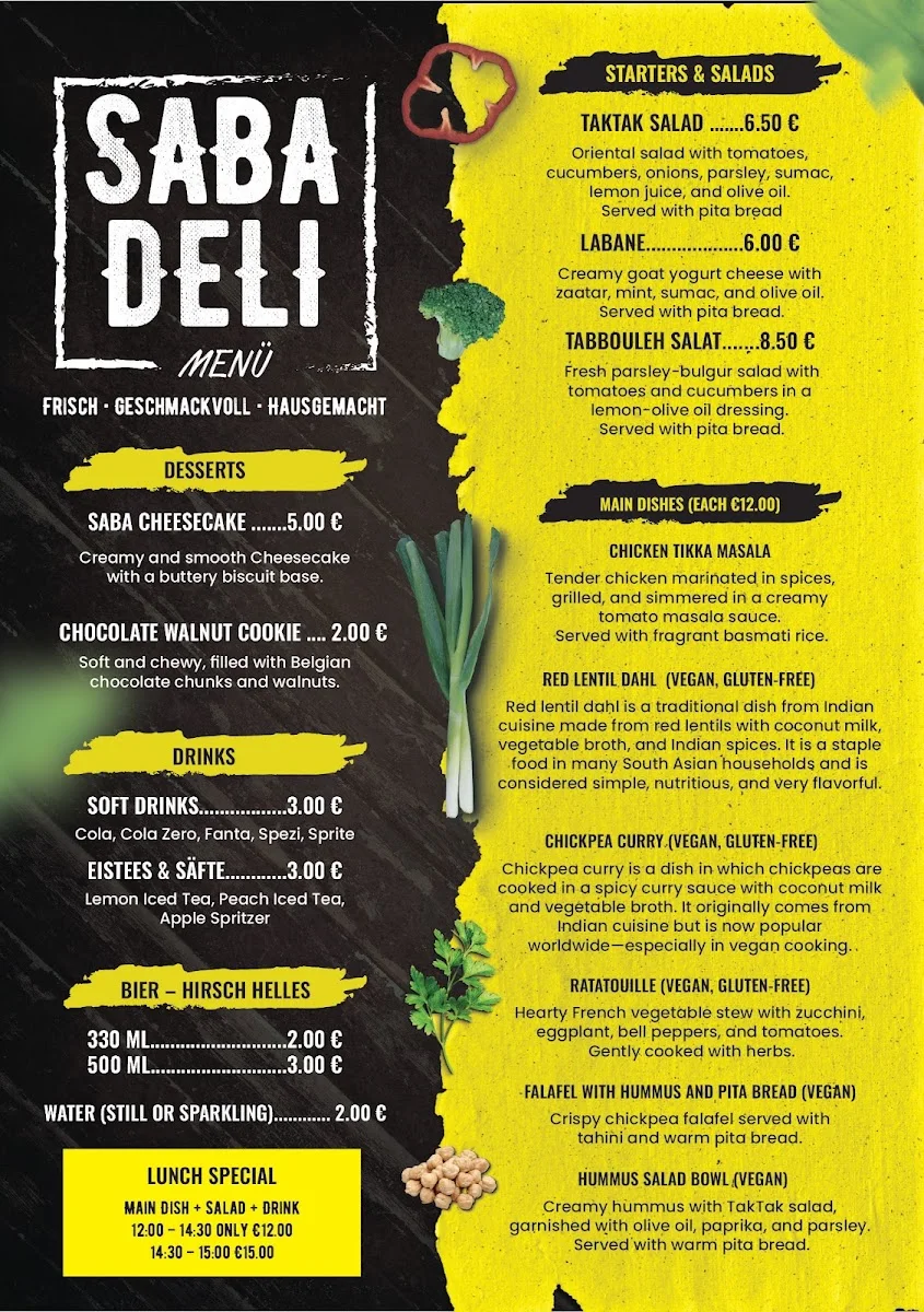 SABA Deli – Speisekarte in Konstanz, Baden-Württemberg