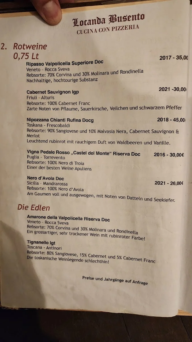 Locanda Busento Pizzeria – Speisekarte in München, Bayern