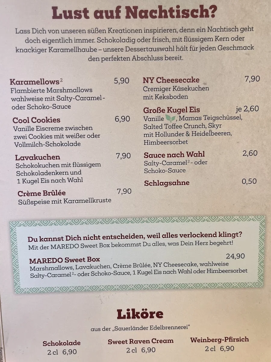MAREDO Beef & Beer Potsdamer Platz – Speisekarte in Berlin
