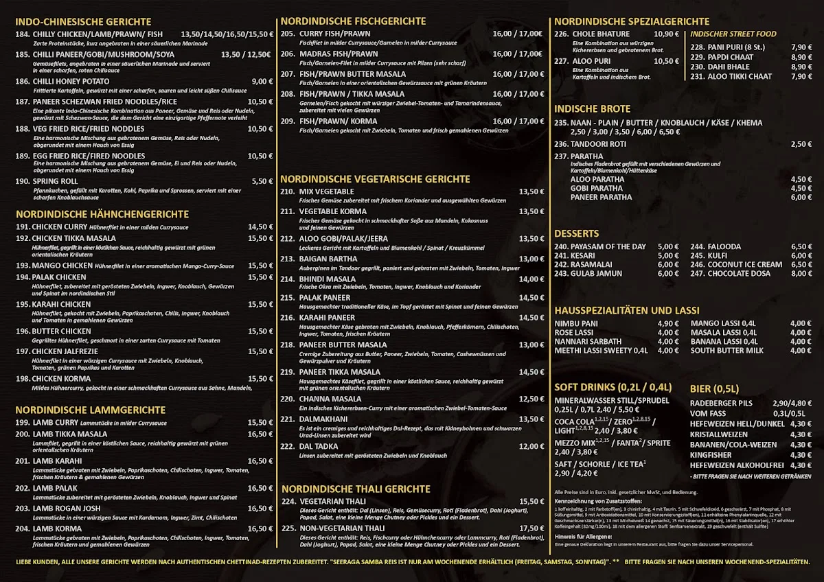 Anjappar Chettinad Restaurant – Speisekarte in Frankfurt am Main, Hessen