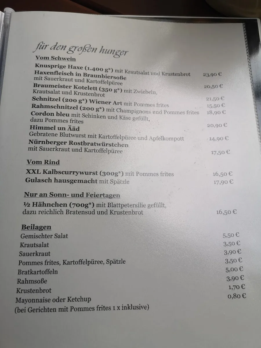 B.O.N. – brauhaus ohne namen – Speisekarte in Köln, Nordrhein-Westfalen