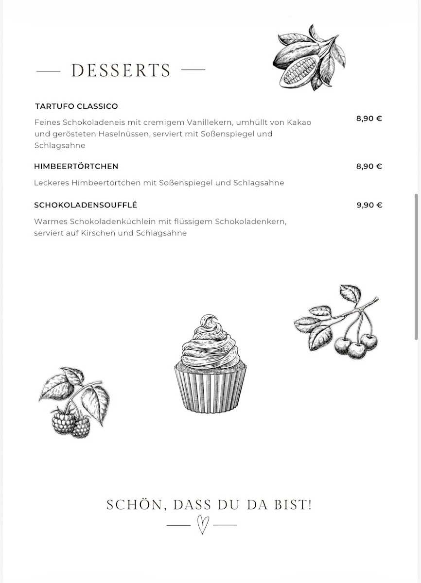 Desserts auf der Speisekarte