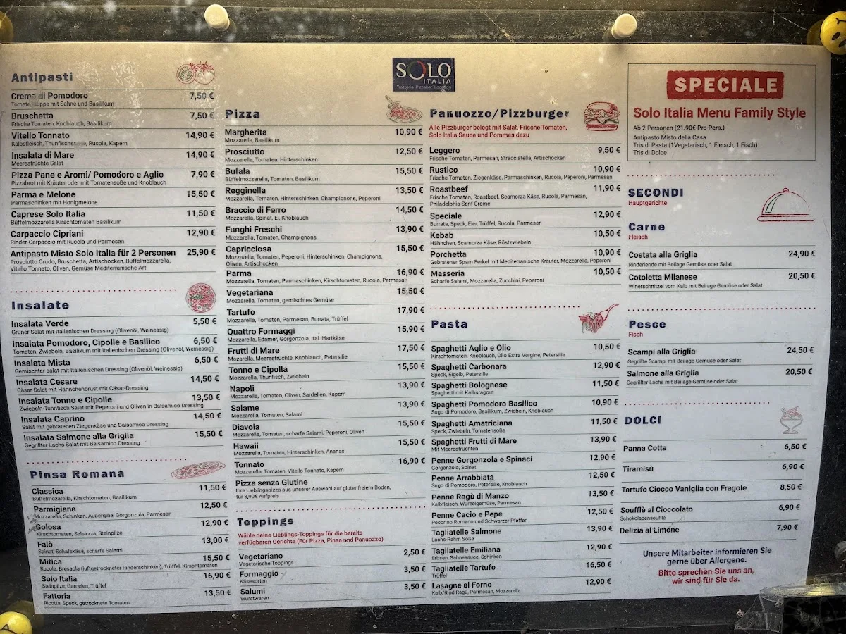 Solo Italia Restaurant – Speisekarte in München, Bayern