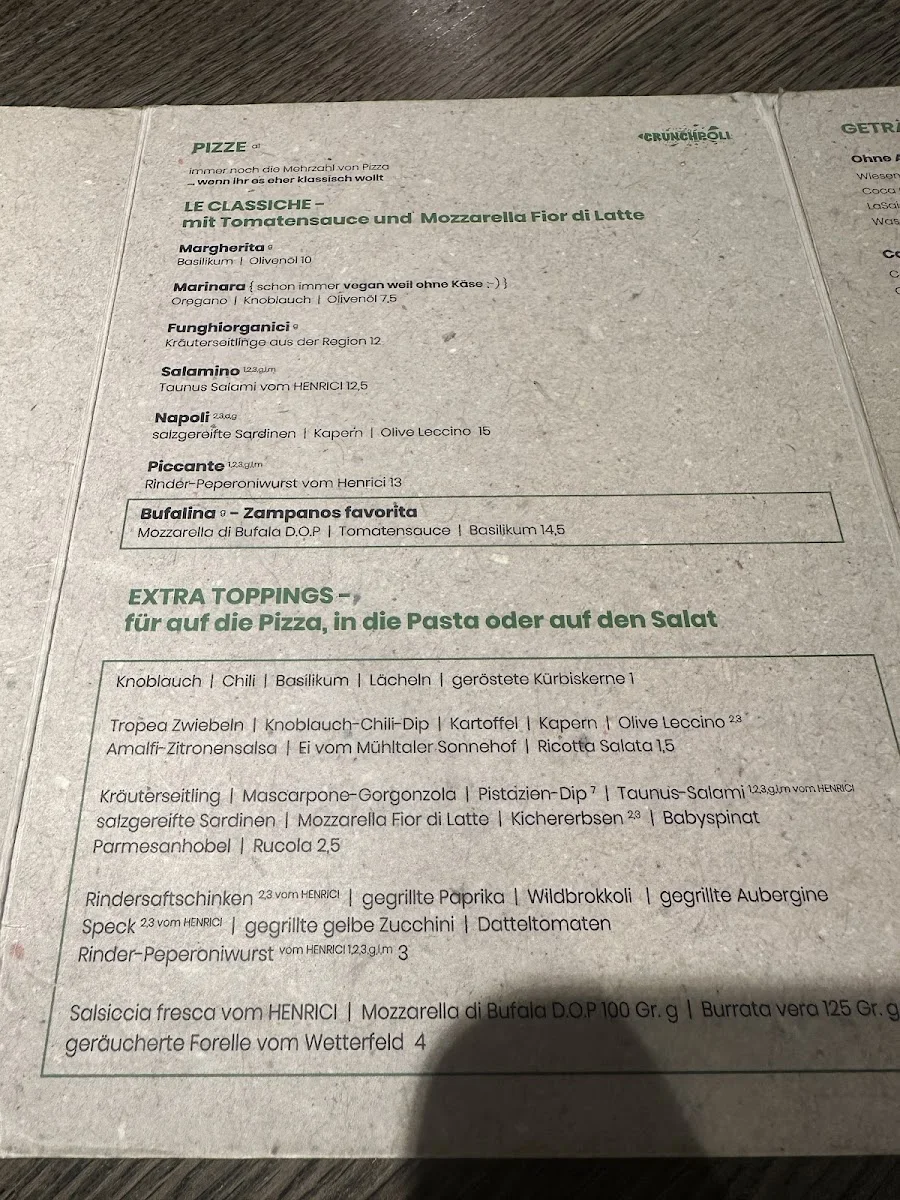 Zampano Pizza & Pasta – Speisekarte in Frankfurt am Main, Hessen