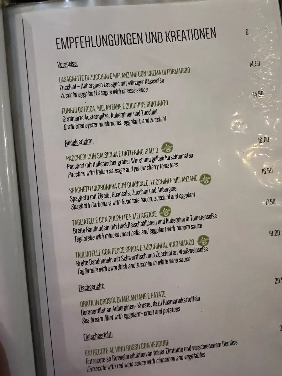 SENZANOME Cucina Italiana – Speisekarte in Stuttgart, Baden-Württemberg